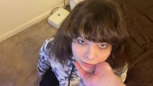 Cute Trap Face Fucked, Choked and Slapped by Daddy with Facial