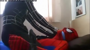 Black vs Red Spider Man Bondage (AI-Upscaled FHD)