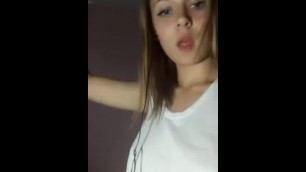 Blonde Periscope Teen Playing with her Tits