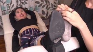 Asian Girl Debooting and Sole Tickling Preview