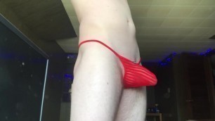 Teasing my Cock and Showing off my Ass in a Micro Thong! ;)