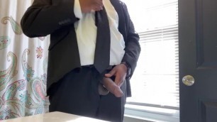 BLACK DICK in a Suit Gets Stroked and CUMS Moaning Verbal Businessman BBC