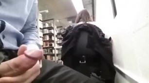 Married Man Jerking off in the Library
