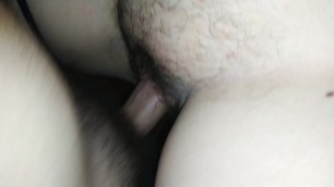 Hairy pussy with moans has sex