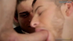 Threesome gay sex. Blowjob and anal fuck