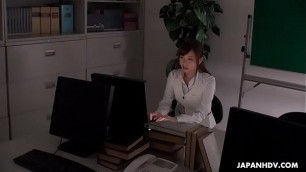 Japanese office lady&comma; Aihara Miho is masturbating at work&comma; uncensored